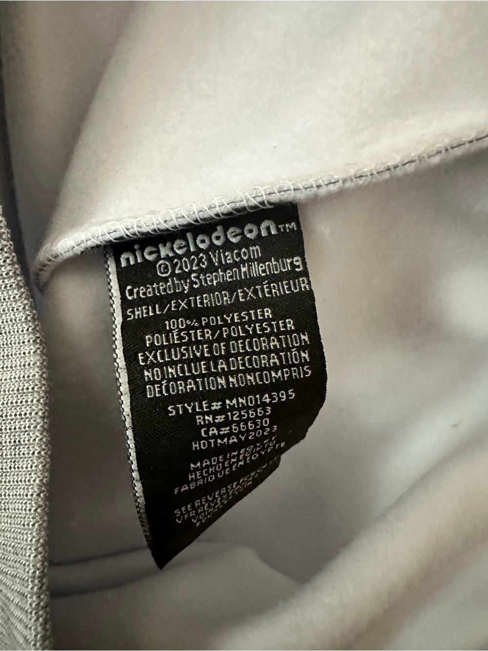Members Only x Nickelodeon SpongeBob Gray Polyester Fleece Hoodie Pockets M - Picture 4 of 4